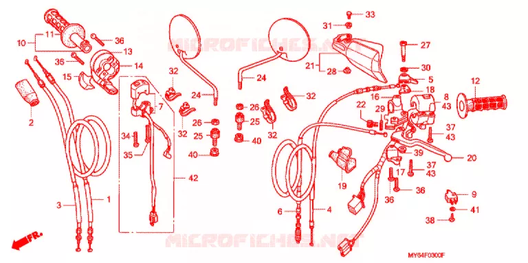 COMMODOS - POIGNEES Honda MOTO 650 XR 1998  XR650LW