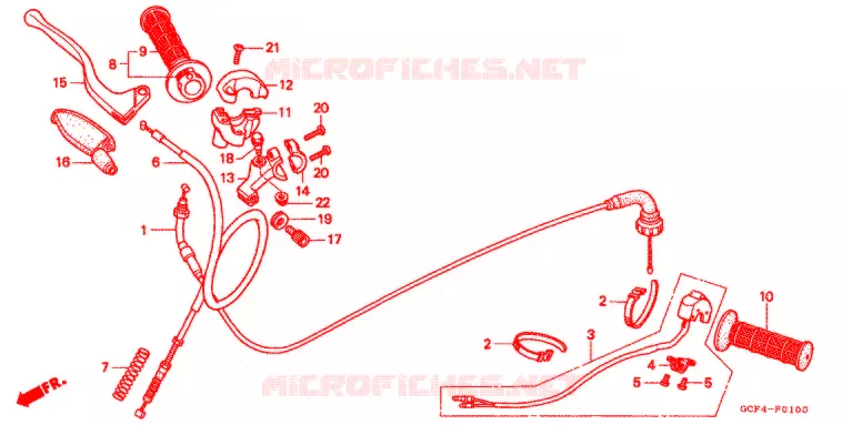 LEVIER DE GUIDON - CABLE Honda MOTO 70 XR 2000  XR70RY