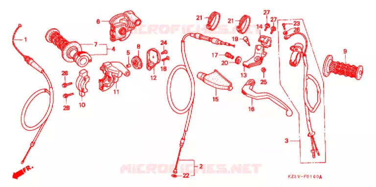 LEVIER DE GUIDON Honda MOTO 250 CR 1998  CR250RW