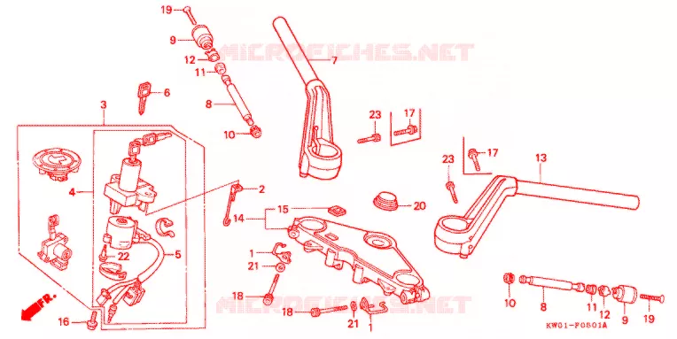GUIDON - TE DE FOURCHE (2) Honda MOTO 650 BROS 1990  NT650L_II