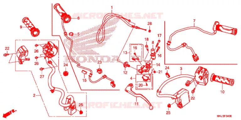 LEVIER DE GUIDON - CABLE - COMMODO Honda MOTO 1000 CB 2018  CB1000RAJ+