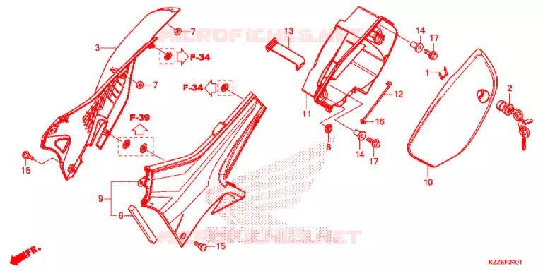 COUVERCLES LATERAUX (CRF250RL/RLA) Honda MOTO 250 CRF 2018  CRF250RLAJ