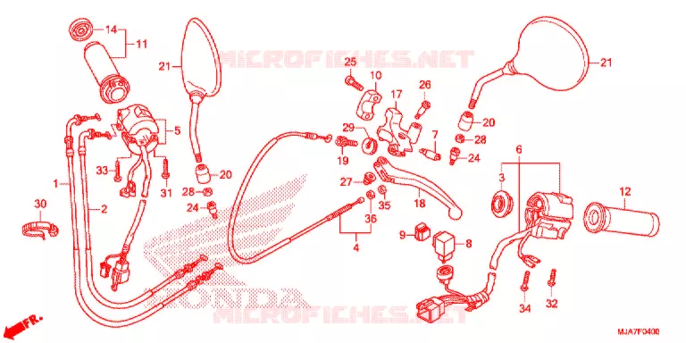 LEVIER DE GUIDON - CABLE - COMMODO Honda MOTO 750 SHADOW 2019  VT750CSJ