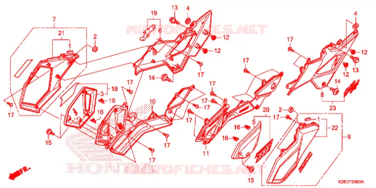 COUVERCLES LATERAUX Honda MOTO 125 MSX 2018  MSX125H_TH