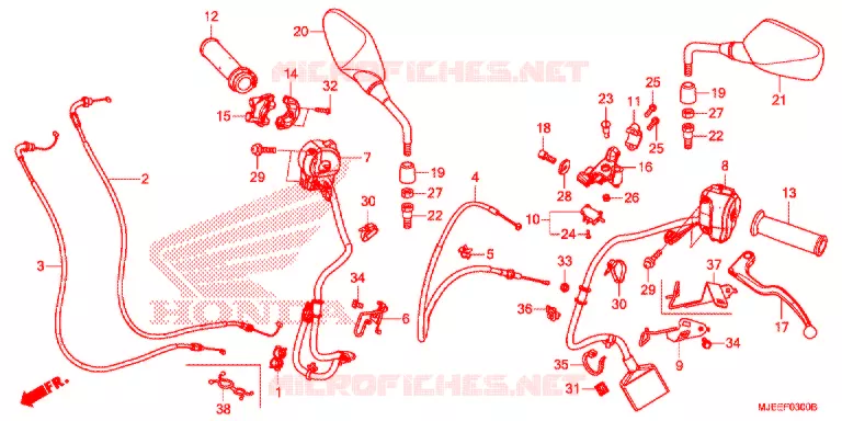 LEVIER DE GUIDON - CABLE - COMMODO Honda MOTO 650 CB 2019  CB650FAJ