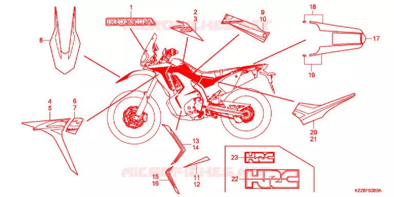 AUTOCOLLANTS Honda MOTO 250 CRF 2018  CRF250RDAJ