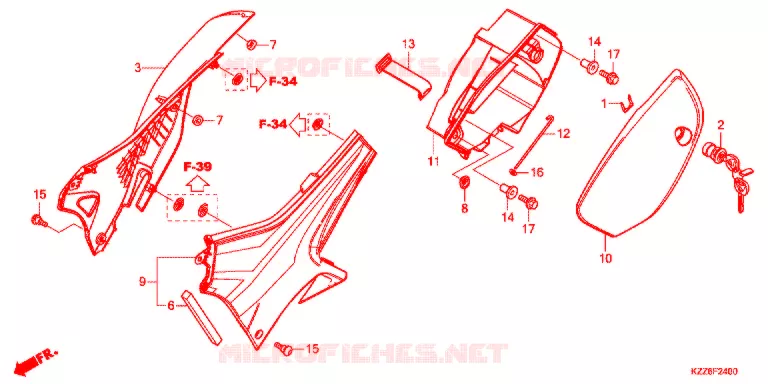 COUVERCLES LATERAUX Honda MOTO 250 CRF 2018  CRF250RDAJ