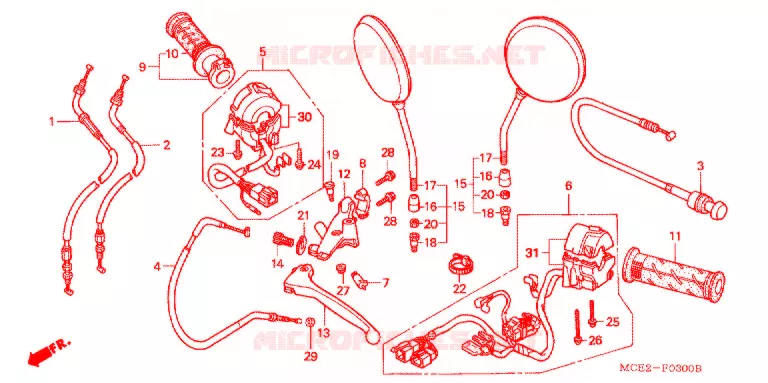 COMMODO - LEVIER - CABLE Honda MOTO 400 CB 2000  CB400LY