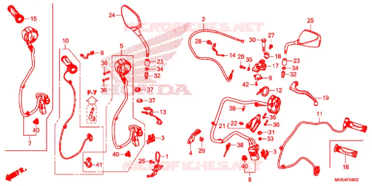 LEVIER DE GUIDON - CABLE - COMMODO (CRF1000A/A2) Honda MOTO 1000 AFRICA-TWIN 2018  CRF1000AJ