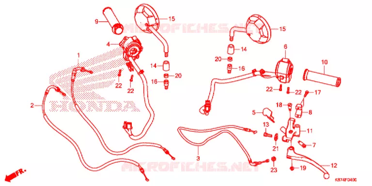 LEVIER DE GUIDON - CABLE - COMMODO Honda MOTO 500 REBEL 2018  CMX300J