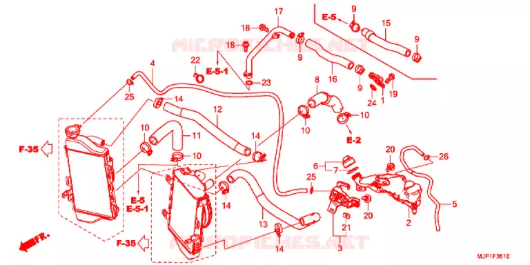 FLEXIBLE DE RADIATEUR Honda MOTO 1000 AFRICA-TWIN 2017  CRF1000AH
