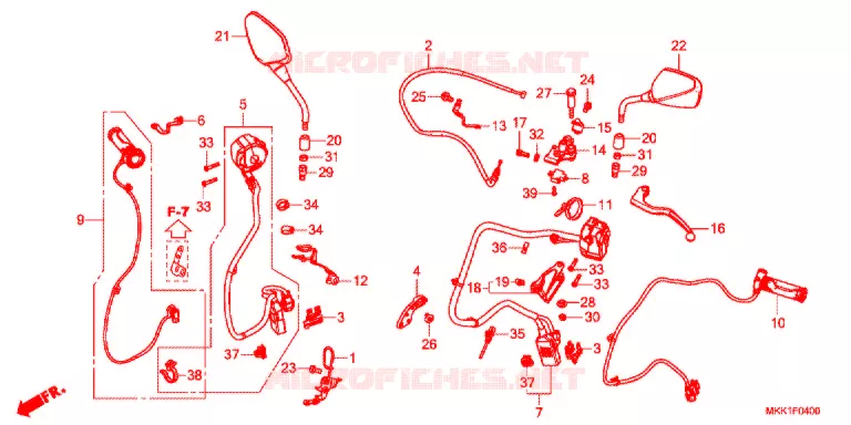 LEVIER DE GUIDON - CABLE - COMMODO (CRF1000A/A2/AL2) Honda MOTO 1000 AFRICA-TWIN 2018  CRF1000A2J
