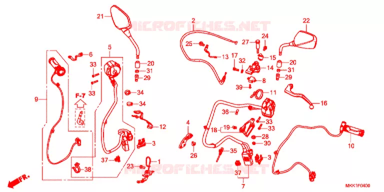 LEVIER DE GUIDON - CABLE - COMMODO (CRF1000A/A2/AL2) Honda MOTO 1000 AFRICA-TWIN 2018  CRF1000AL2J