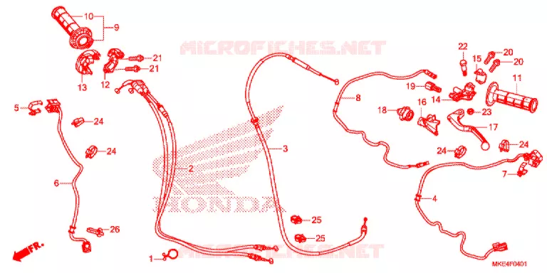 LEVIER DE GUIDON - CABLE - COMMODO ('18) Honda MOTO 450 CRF 2018  CRF450RJ