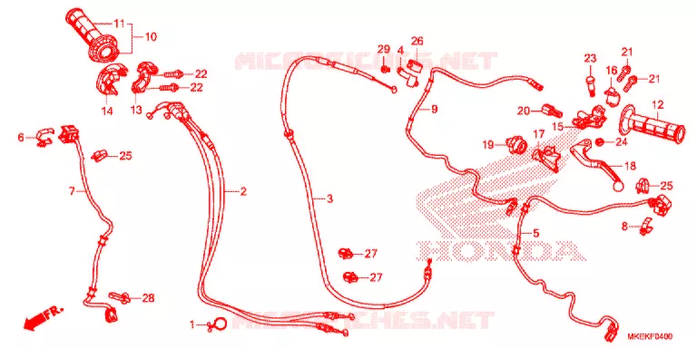 LEVIER DE GUIDON - CABLE - COMMODO Honda MOTO 450 CRF 2021  CRF450RK