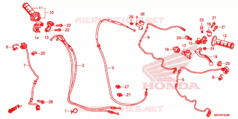 LEVIER DE GUIDON - CABLE - COMMODO Honda MOTO 450 CRF 2019  CRF450RK