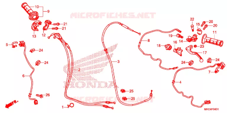 LEVIER DE GUIDON - CABLE - COMMODO ('18) Honda MOTO 450 CRF 2021  CRF450RXJ