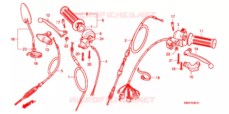 COMMODO - LEVIER - CABLE - POIGNEE (2) Honda MOTO 50 MONKEY 1993  Z50JP_M