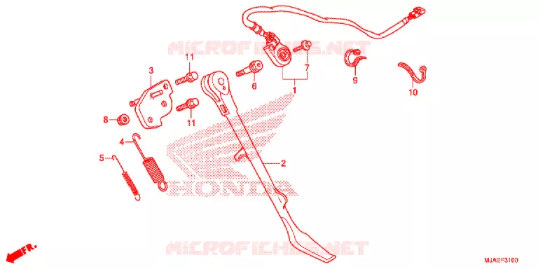 BEQUILLE LATERALE (VT750CS/C2B/C2S/C) Honda MOTO 750 SHADOW 2017  VT750CSH