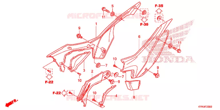 COUVERCLES LATERAUX Honda MOTO 110 CRF 2018  CRF110FJ