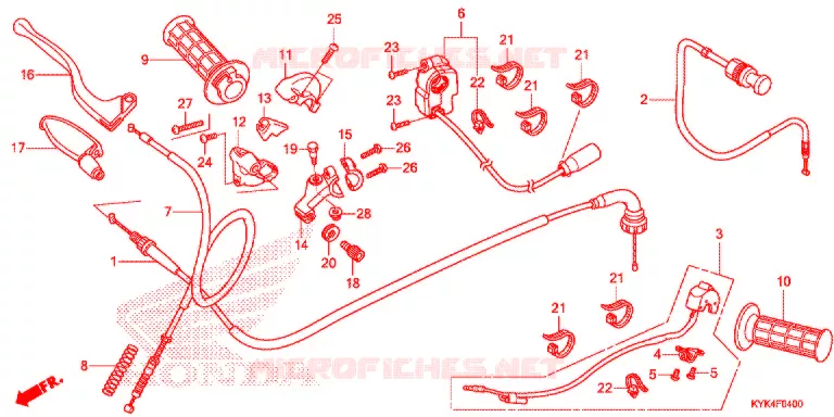LEVIER DE GUIDON - CABLE - COMMODO Honda MOTO 110 CRF 2018  CRF110FJ