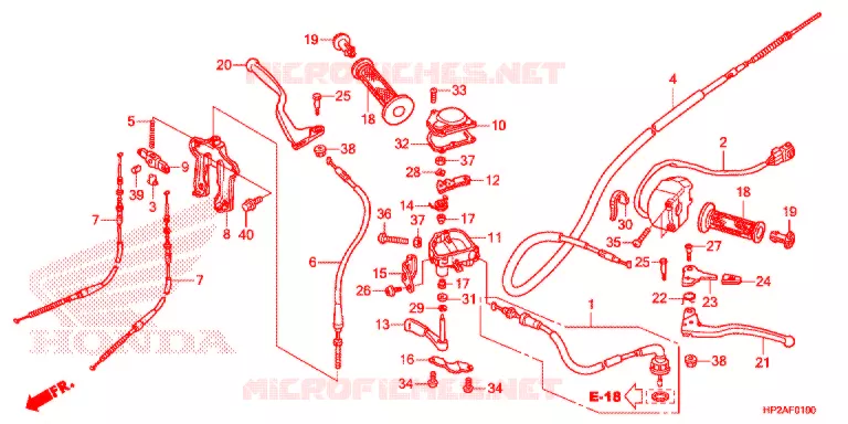 LEVIER DE GUIDON - CABLE - COMMODO Honda ATV 90 FOURTRAX 2018  TRX90XJ