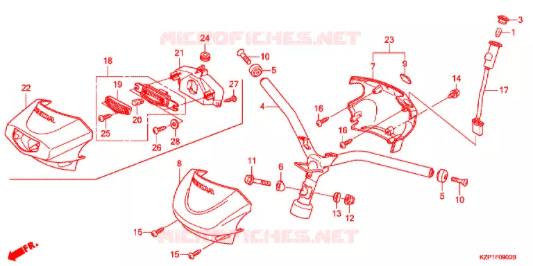 GUIDON - CARENAGE Honda SCOOTER 110 BENLY 2018  MW1101WHJ