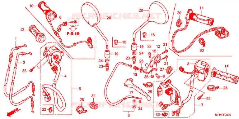 LEVIER DE GUIDON - CABLE - COMMODO Honda MOTO 400 CB 2018  CB400J