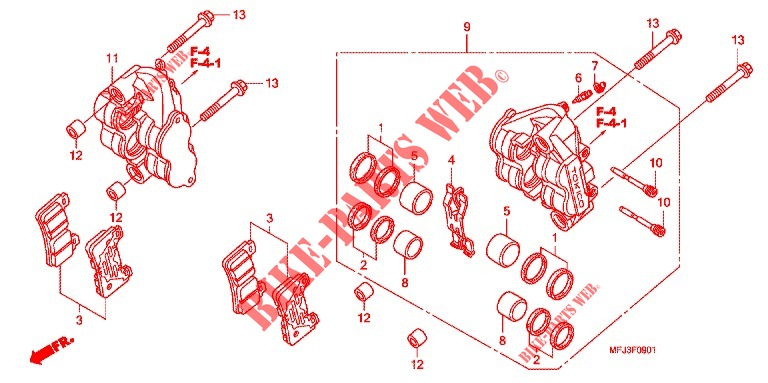 ETRIER DE FREIN AVANT (CBR600RR9,A,B/RA9,A,B) pour Honda CBR 600 RR de 2010