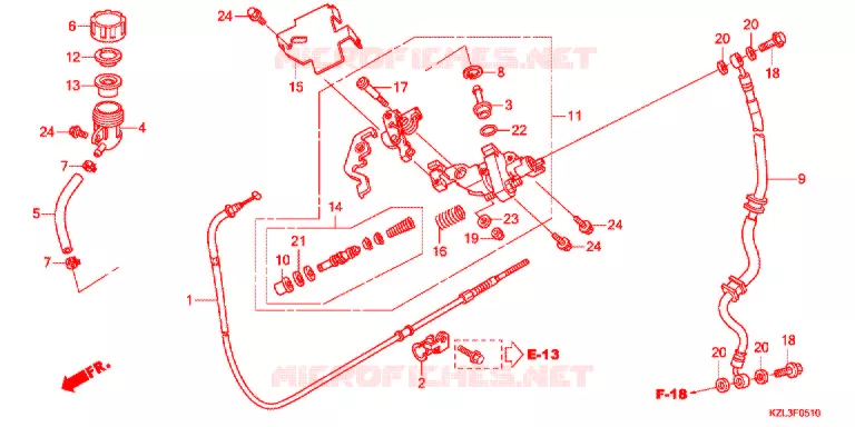 MAITRE-CYLINDRE DE FREIN (CBS) Honda SCOOTER 110 DIO 2014  NSC110WHE