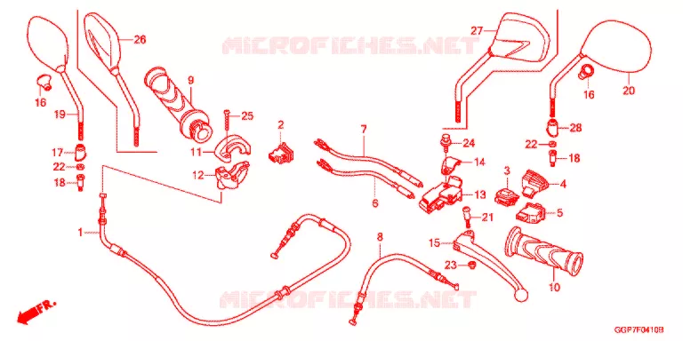 LEVIER DE GUIDON - CABLE - COMMODO Honda SCOOTER 50 VISION 2012  NSC50MPDC
