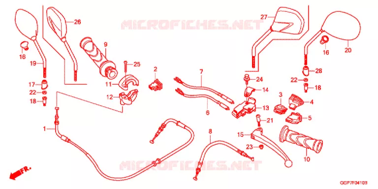 LEVIER DE GUIDON - CABLE - COMMODO Honda SCOOTER 50 VISION 2013  NSC50MPDC