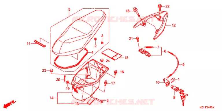 SELLE - COFFRE Honda SCOOTER 110 SPACY 2017  NSC110SC