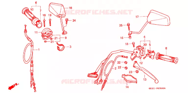 LEVIER DE GUIDON - CABLE - COMMODO Honda MOTO 50 other-models 1988  NS50FJ_II