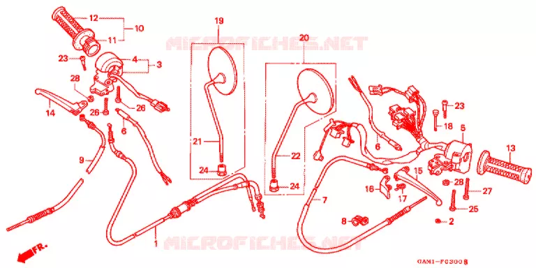 LEVIER DE GUIDON - CABLE - COMMODO Honda SCOOTER 50 GIORNO 1996  SN50T