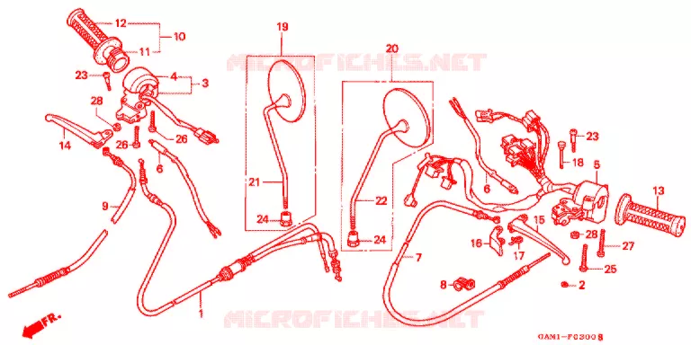 LEVIER DE GUIDON - CABLE - COMMODO Honda SCOOTER 50 GIORNO 1998  SN50W