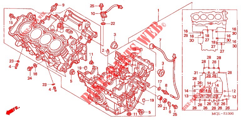 Carter moteur gauche pour Honda CBR954RR CBR954 900
