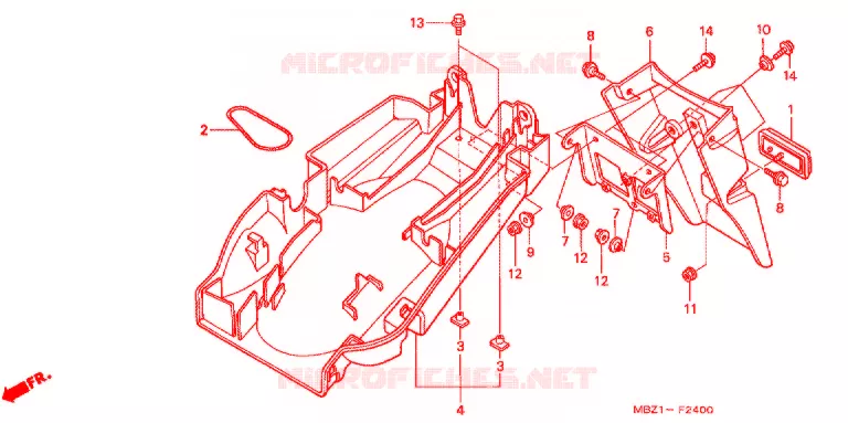 GARDE-BOUE ARRIERE Honda MOTO 600 HORNET 2000  CB600F2Y