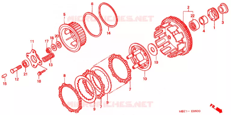 EMBRAYAGE Honda MOTO 600 HORNET 1998  CB600FW