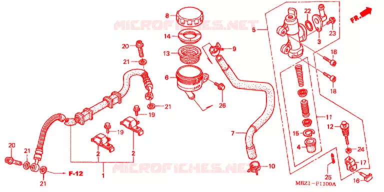MAITRE-CYLINDRE DE FREIN ARRIERE  Honda MOTO 600 HORNET 1998  CB600FW