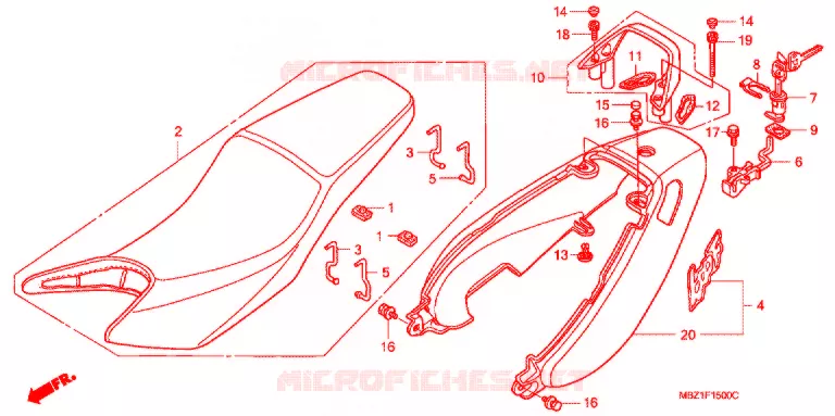 SELLE - CARENAGE ARRIERE Honda MOTO 600 HORNET 1999  CB600FX
