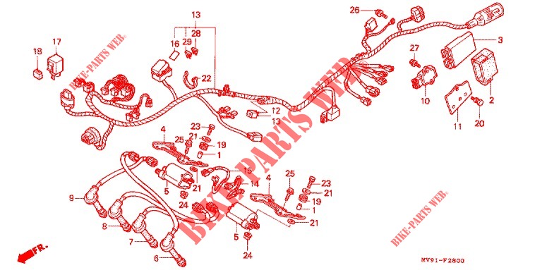 FAISCEAU DES FILS   BOBINE D'ALLUMAGE (CBR600FN/FR) pour Honda CBR 600 ROSSI de 2002