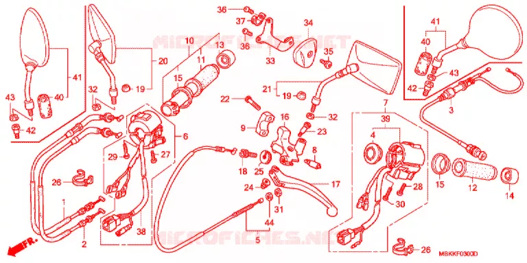 LEVIER DE GUIDON - CABLE - COMMODO Honda MOTO 400 SHADOW 2006  NV400C6