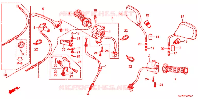 LEVIER DE GUIDON - CABLE - COMMODO Honda SCOOTER 50 CUB 2012  NBC50BNC