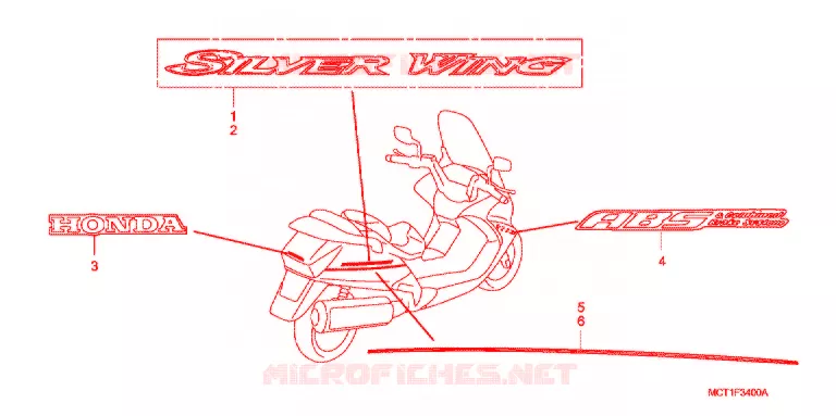 AUTOCOLLANTS Honda SCOOTER 400 SILVERWING 2003  FJS400D3