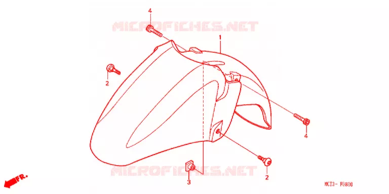 GARDE BOUE AVANT (FJS4002/D3) (FJS6001/2/D3) Honda SCOOTER 400 SILVERWING 2003  FJS400D3