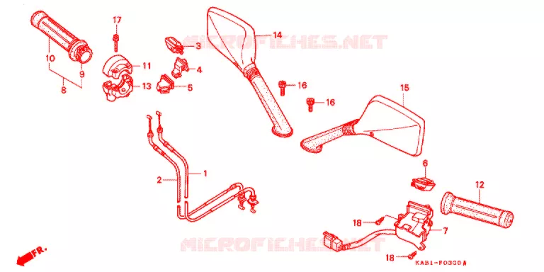 CABLES - COMMODOS - LEVIERS - POIGNEES Honda SCOOTER 250 FREEWAY 1993  CH250K