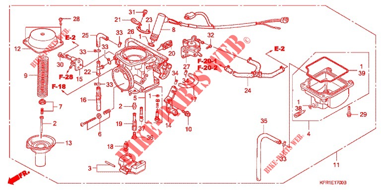CARBURATEUR pour Honda FUSION 250 X Color order plan de 2003