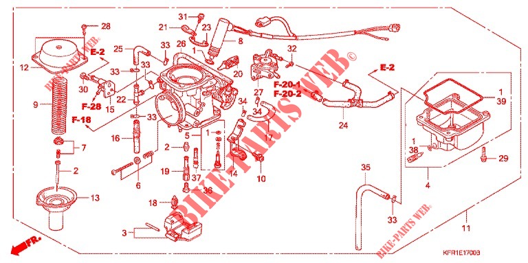 CARBURATEUR pour Honda FUSION 250 X Color order plan de 2003