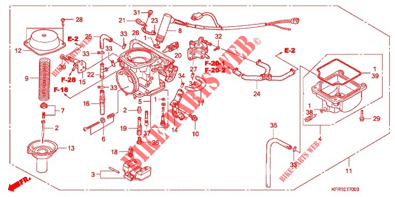 CARBURATEUR pour Honda FUSION 250 X Color order plan- SPECIAL de 2003